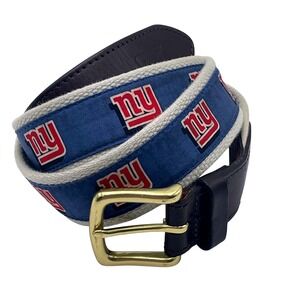 Vineyard Vines New York Giants Belt Mens Size 36 Fabric‎ Leather Brass Buckle